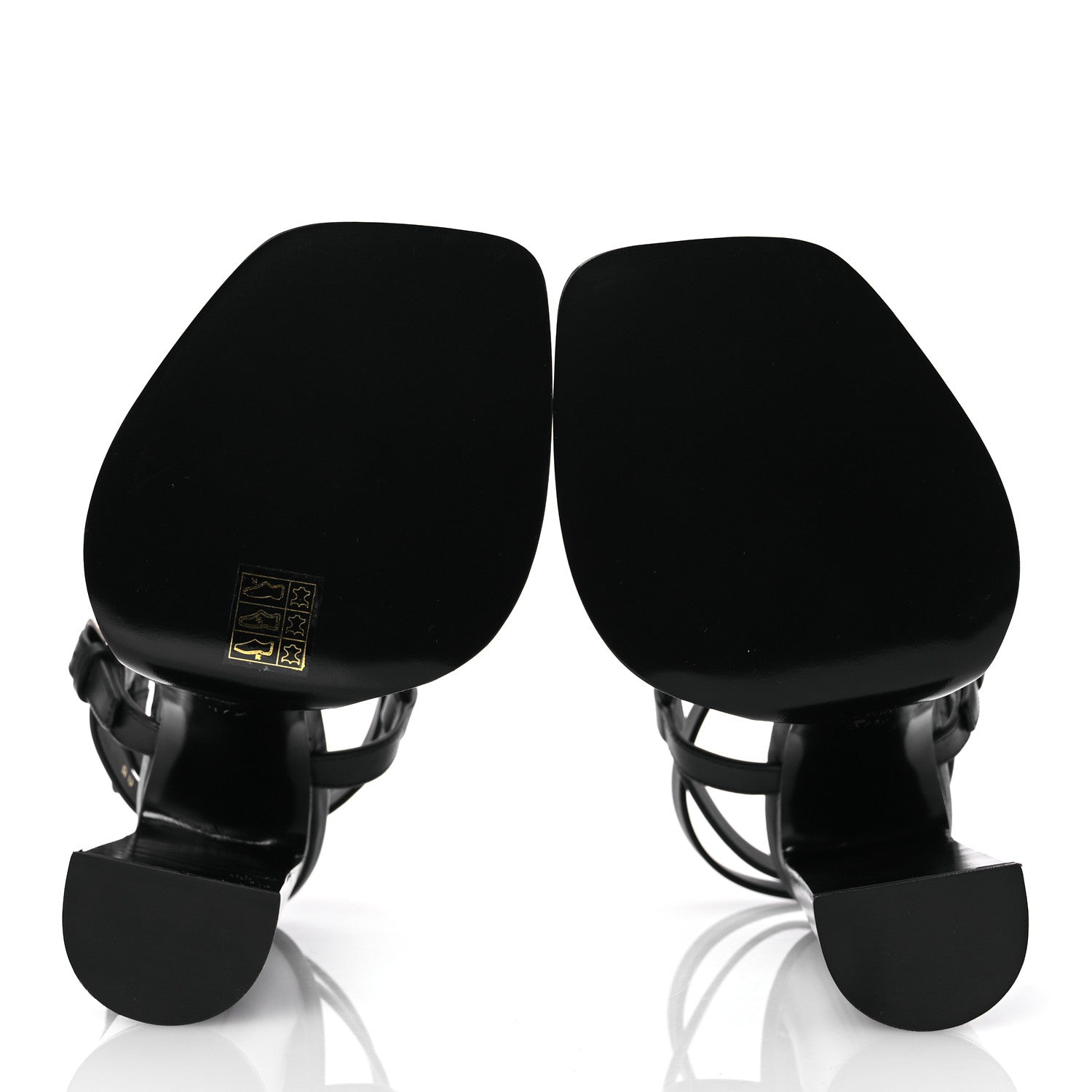 Saint Laurent Calfskin Platz Platform Sandals 37.5 Black 7 of 13