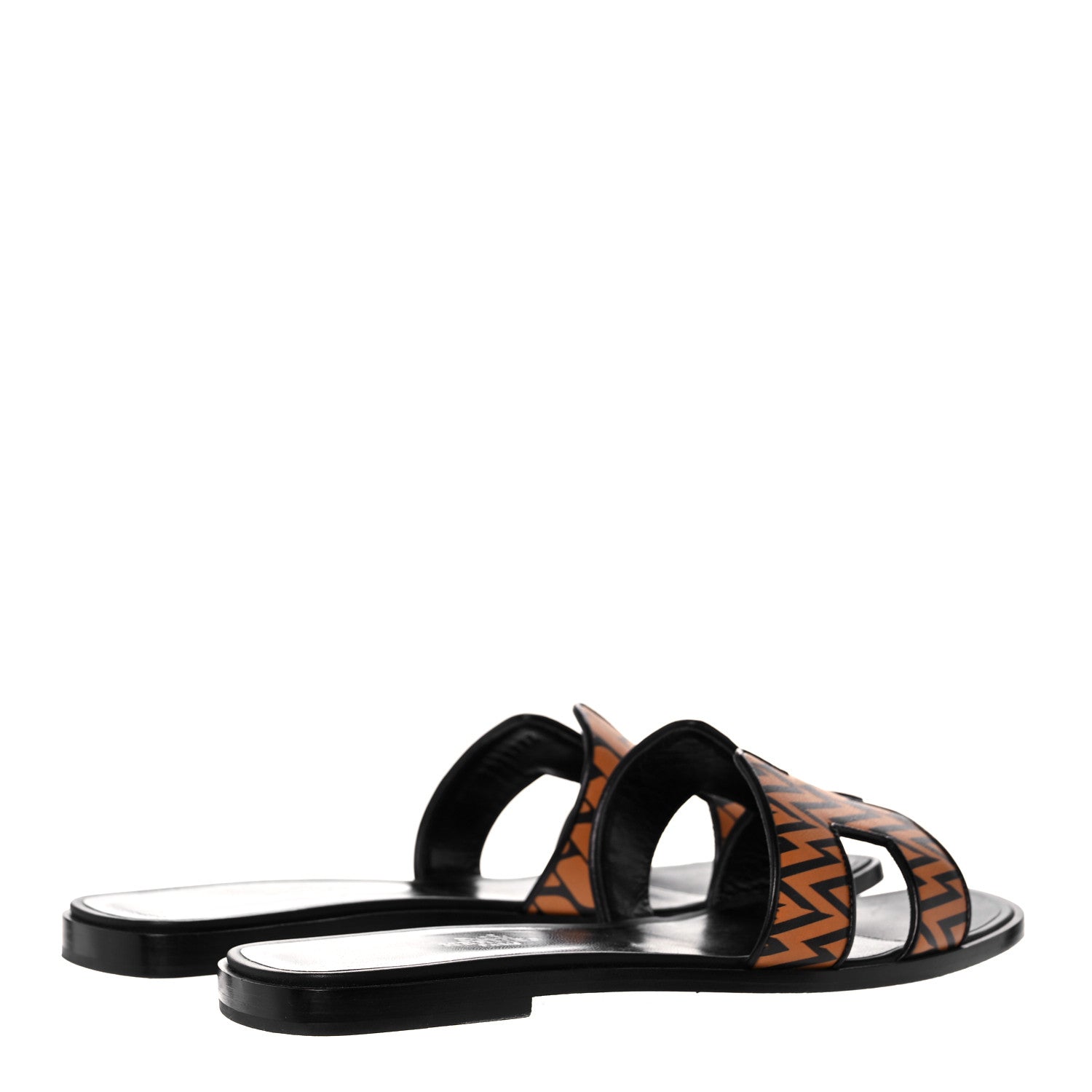 Hermes Calfskin Oran Sandals 39.5 Black Gold 4 of 9