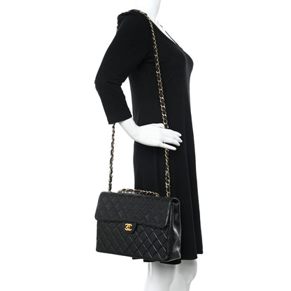 Chanel Lambskin Quilted Jumbo Single Flap Black 2 of 9