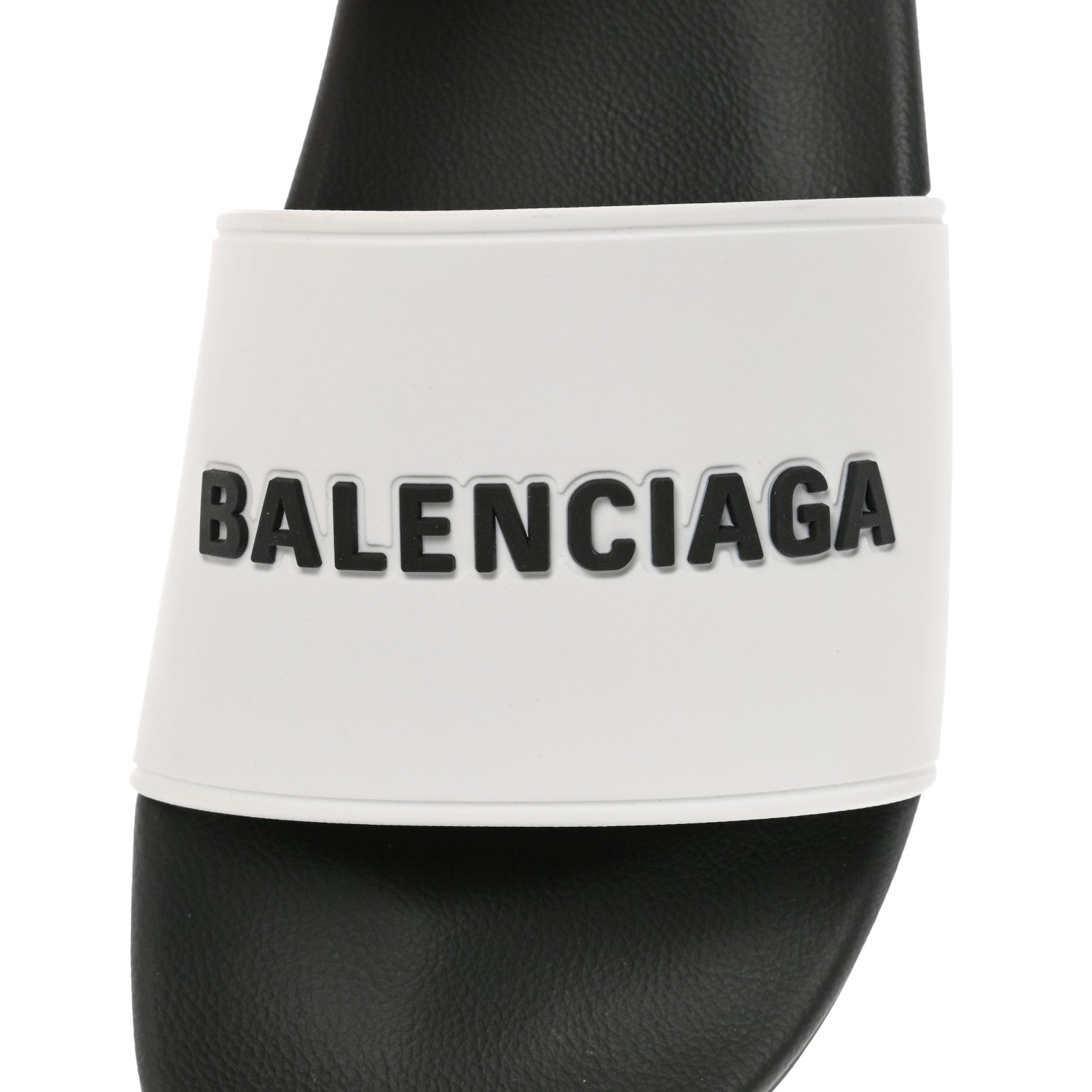 Balenciaga Rubber Mens Logo Pool Slide Sandals 42 White Black 7 of 9