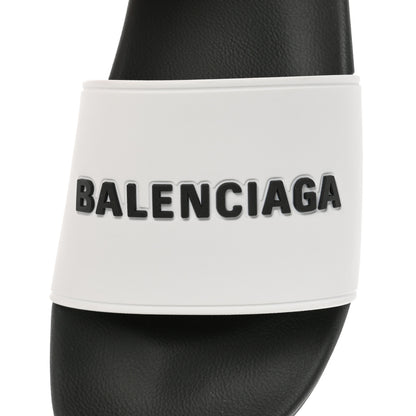 Balenciaga Rubber Mens Logo Pool Slide Sandals 42 White Black 7 of 9