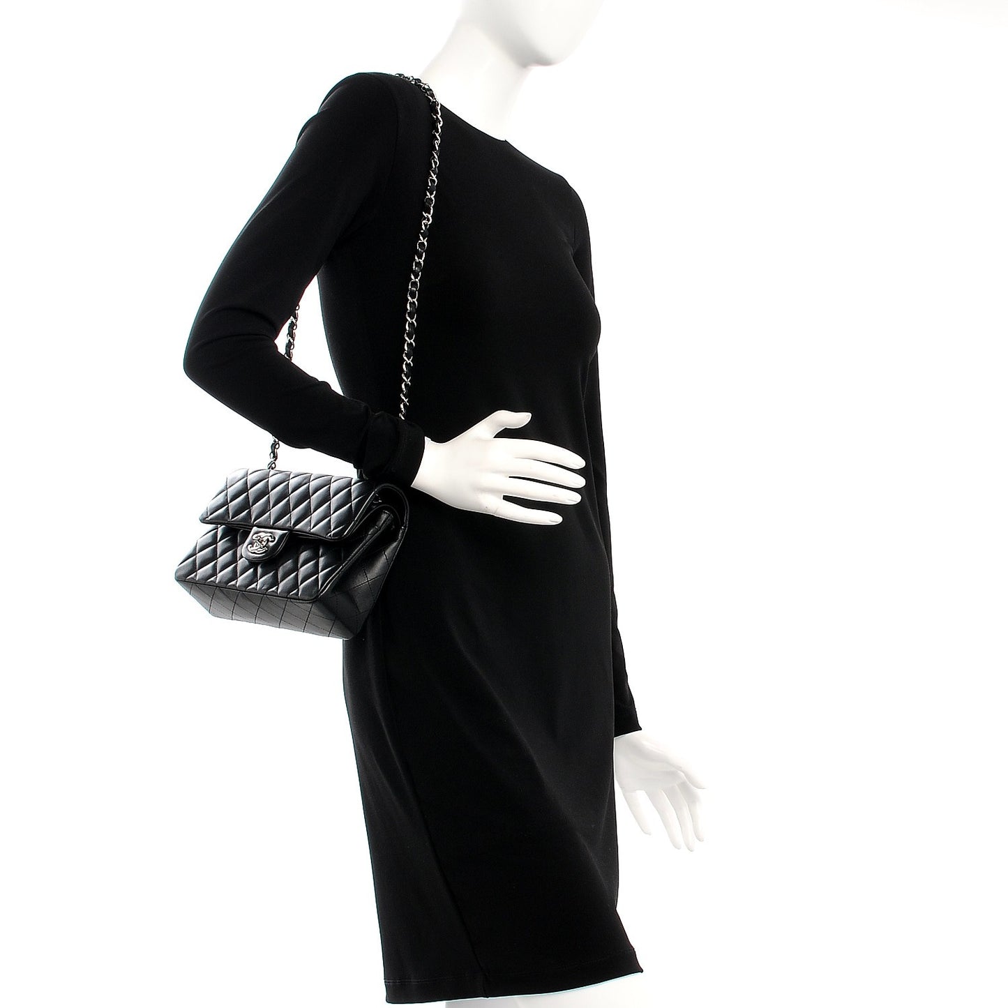 Lambskin Quilted Small Double Flap Black