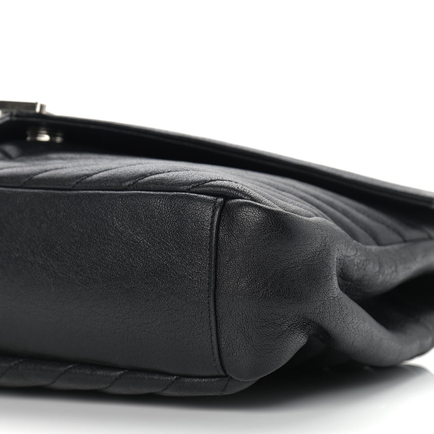 Saint Laurent Sheepskin Matelasse Chevron Monogram Large College Satchel Black 9 of 14