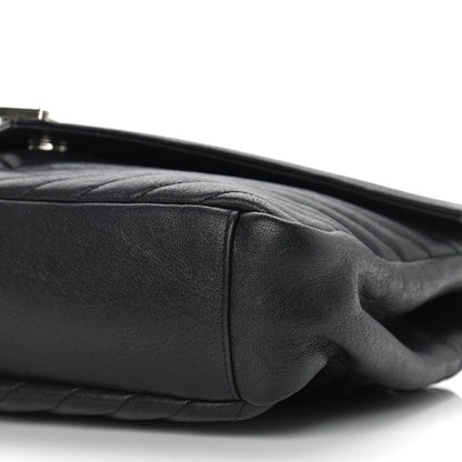 Saint Laurent Sheepskin Matelasse Chevron Monogram Large College Satchel Black 9 of 14