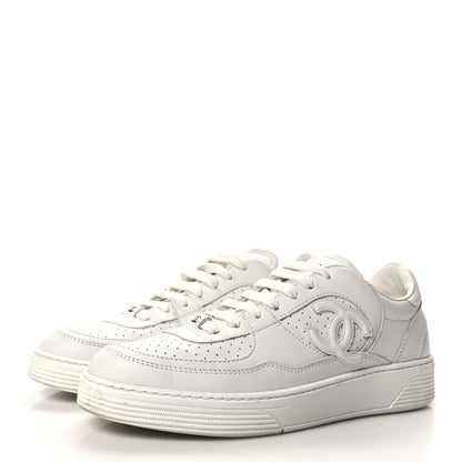Chanel Calfskin CC Womens Sneakers 38 White 3 of 8