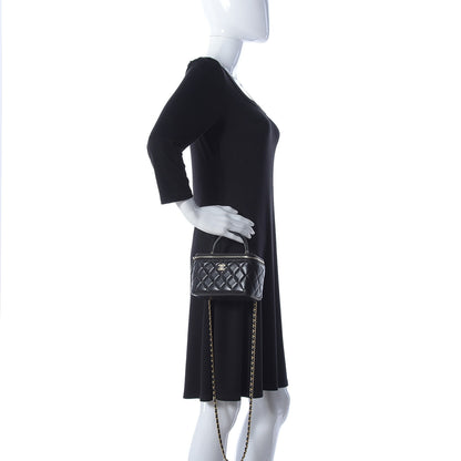 Chanel Lambskin Quilted Small Top Handle Vanity Case With Chain Black 3 of 12