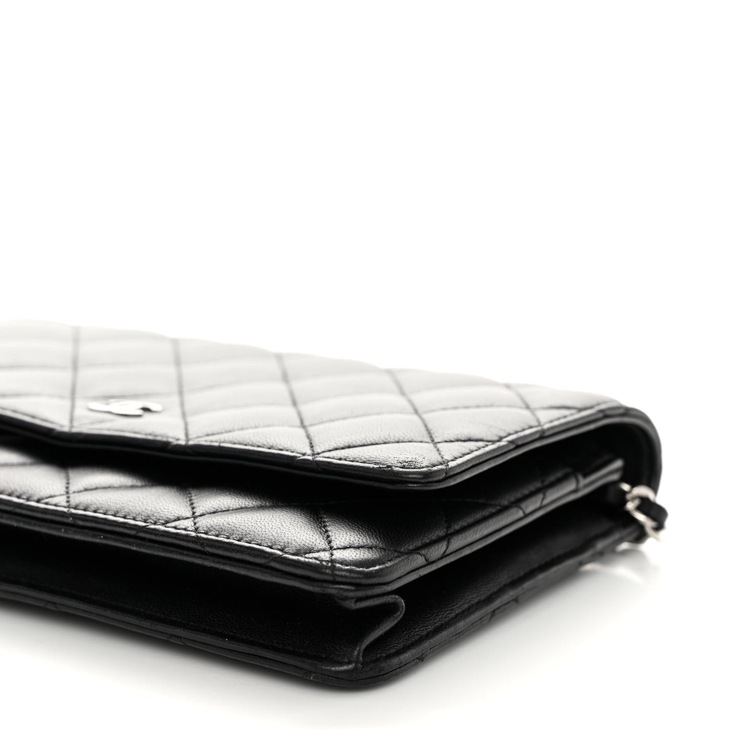 Lambskin Quilted Wallet On Chain WOC Black