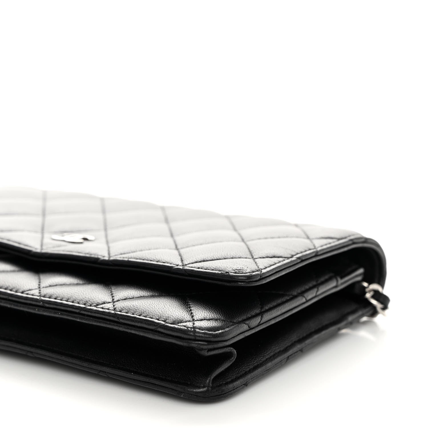 Chanel Lambskin Quilted Wallet On Chain WOC Black 11 of 12