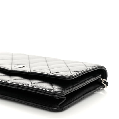 Chanel Lambskin Quilted Wallet On Chain WOC Black 11 of 12