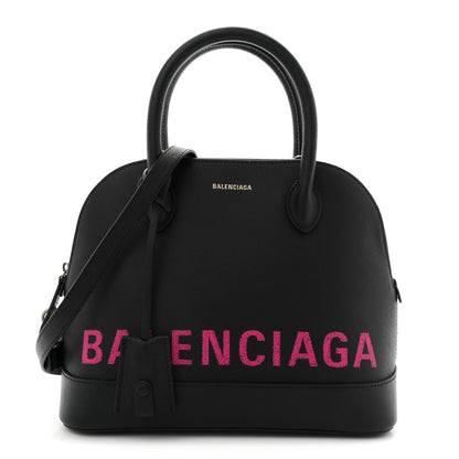 Balenciaga Signature Grained Calfskin Logo S Ville Top Handle Bag Black Rose Shocking 1 of 9