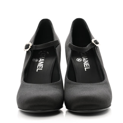 Chanel Satin Crystal Mary Jane Pumps 38.5 Black 3 of 10