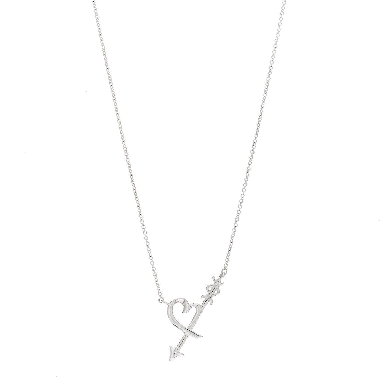 Tiffany Sterling Silver Paloma Picasso Heart and Arrow Pendant Necklace 1 of 5