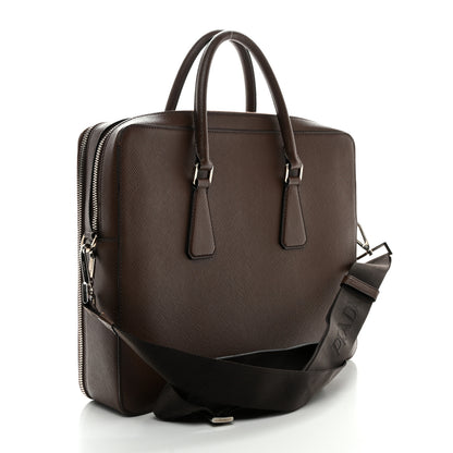 Prada Saffiano Travel Briefcase Cacao 3 of 10
