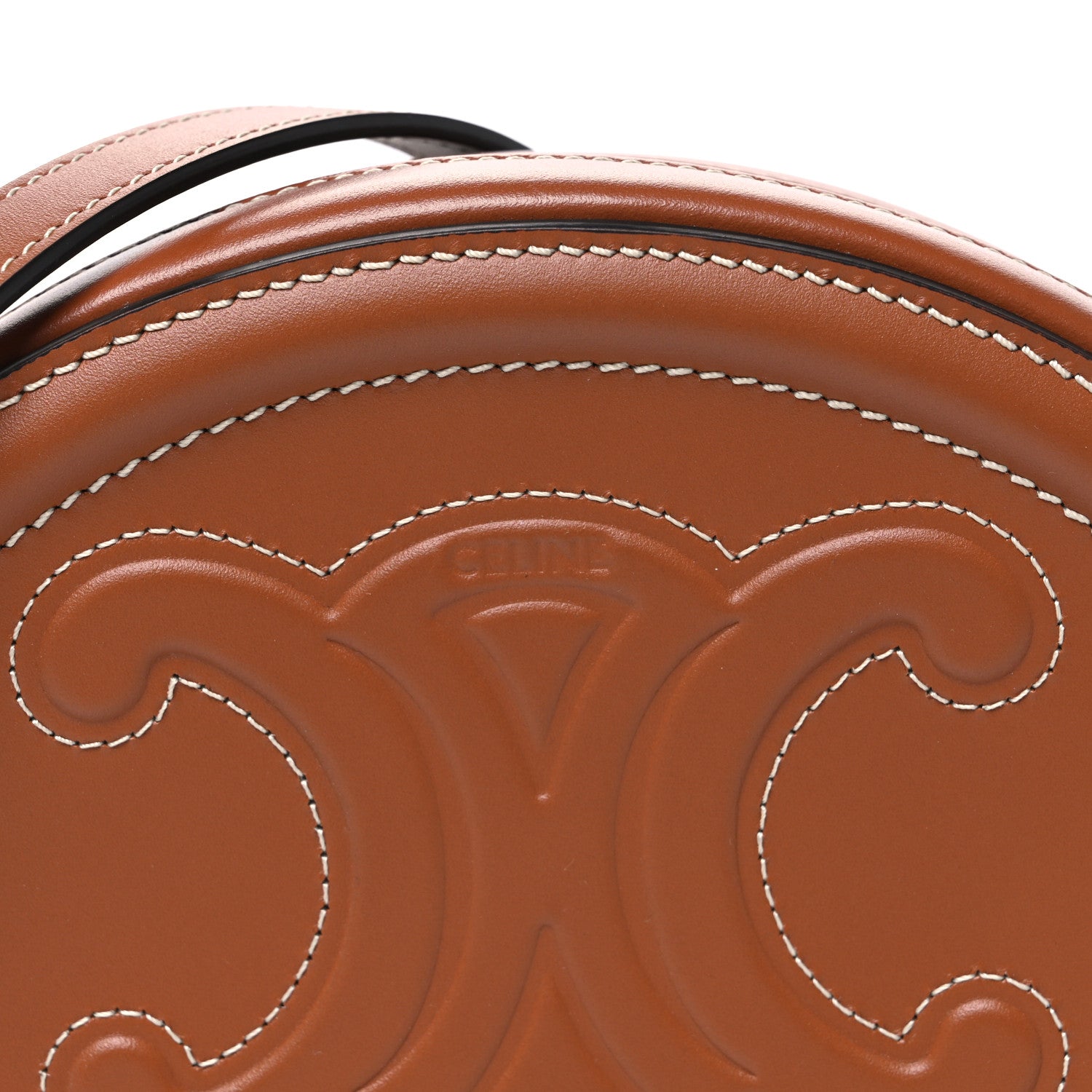 Celine Smooth Calfskin Cuir Small Triomphe Oval Crossbody Purse Tan 9 of 11