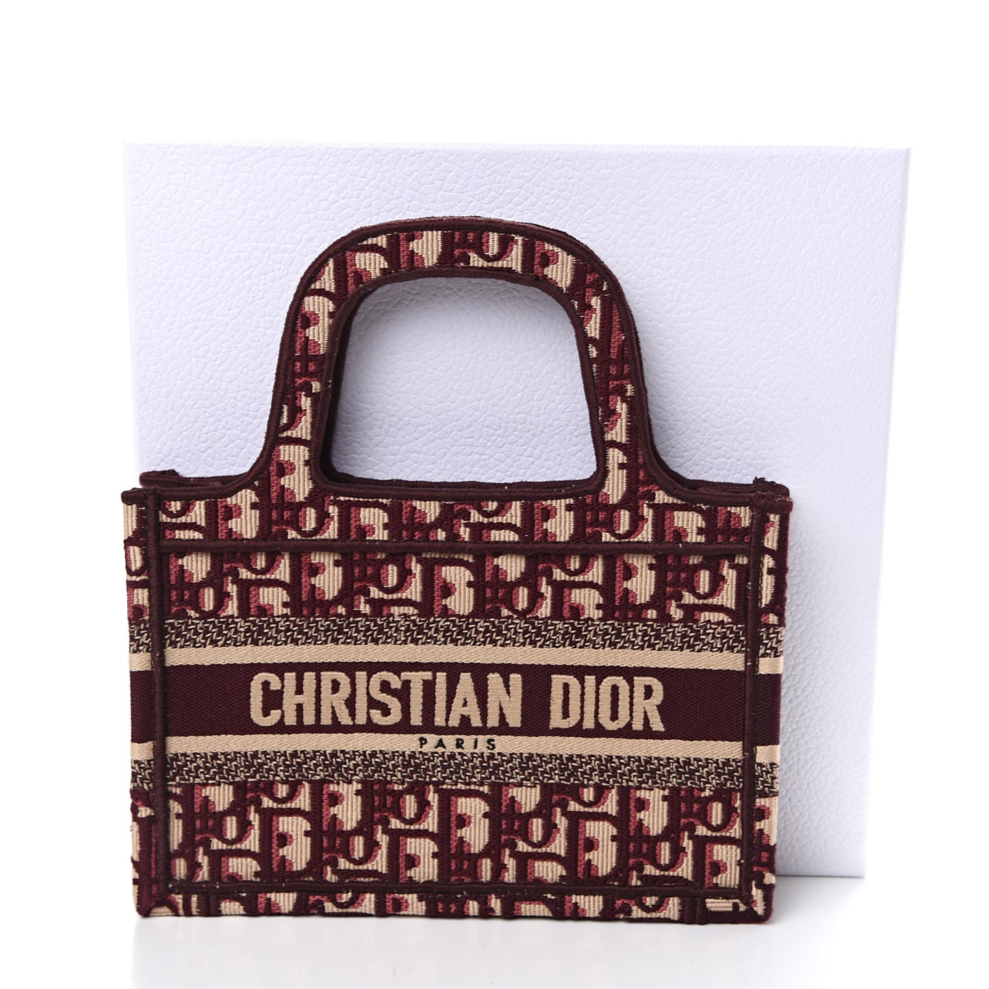 Oblique Mini Book Tote Burgundy Multicolor