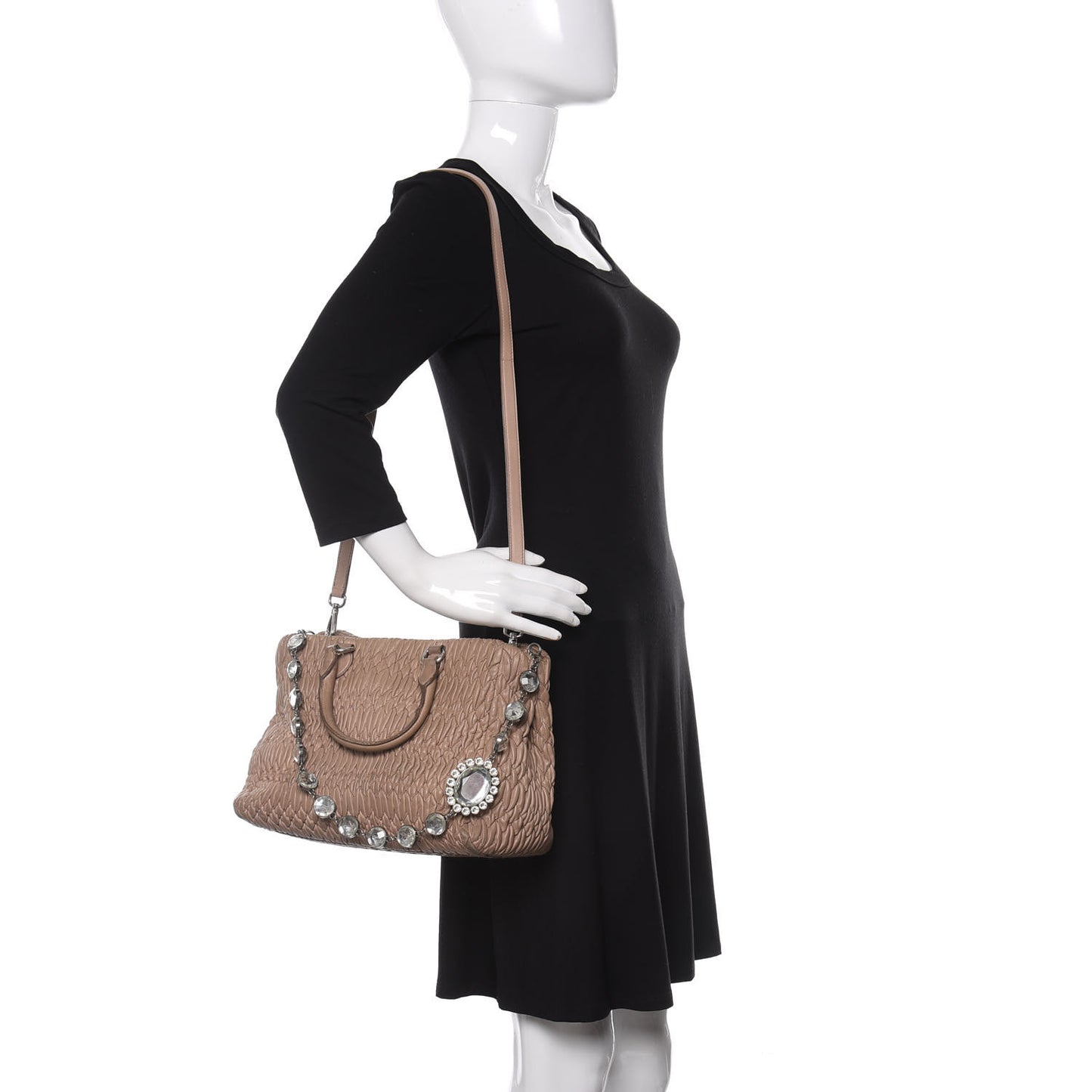 Nappa Matelasse Swarovski Crystal Tote Cammeo