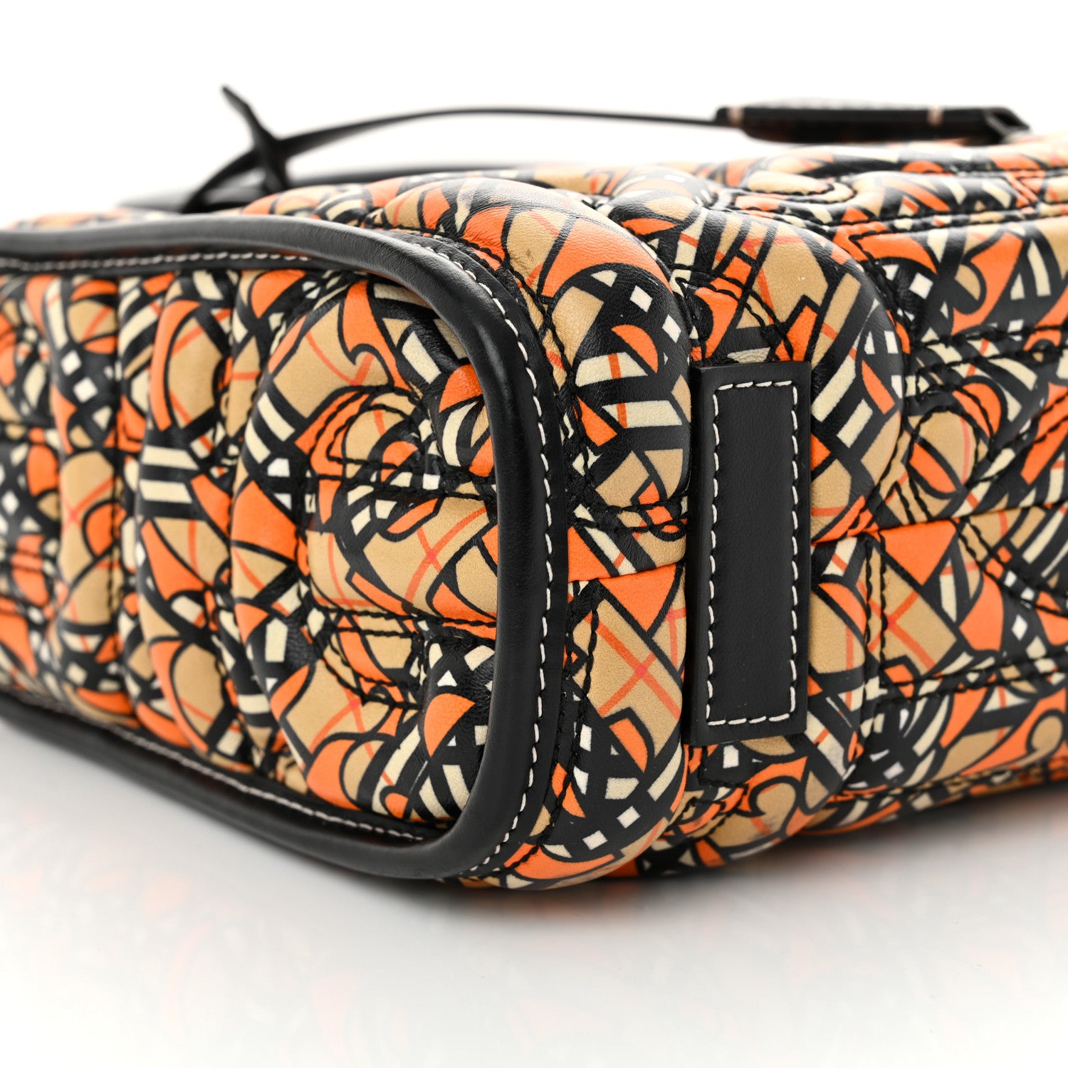 Burberry Lambskin Quilted Printed TB Heritage Check Mini Freya Tote Orange 9 of 11