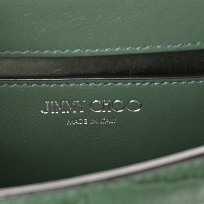 Jimmy Choo Calfskin Crocodile Embossed Varenne Chain Clutch Dark Green 6 of 9