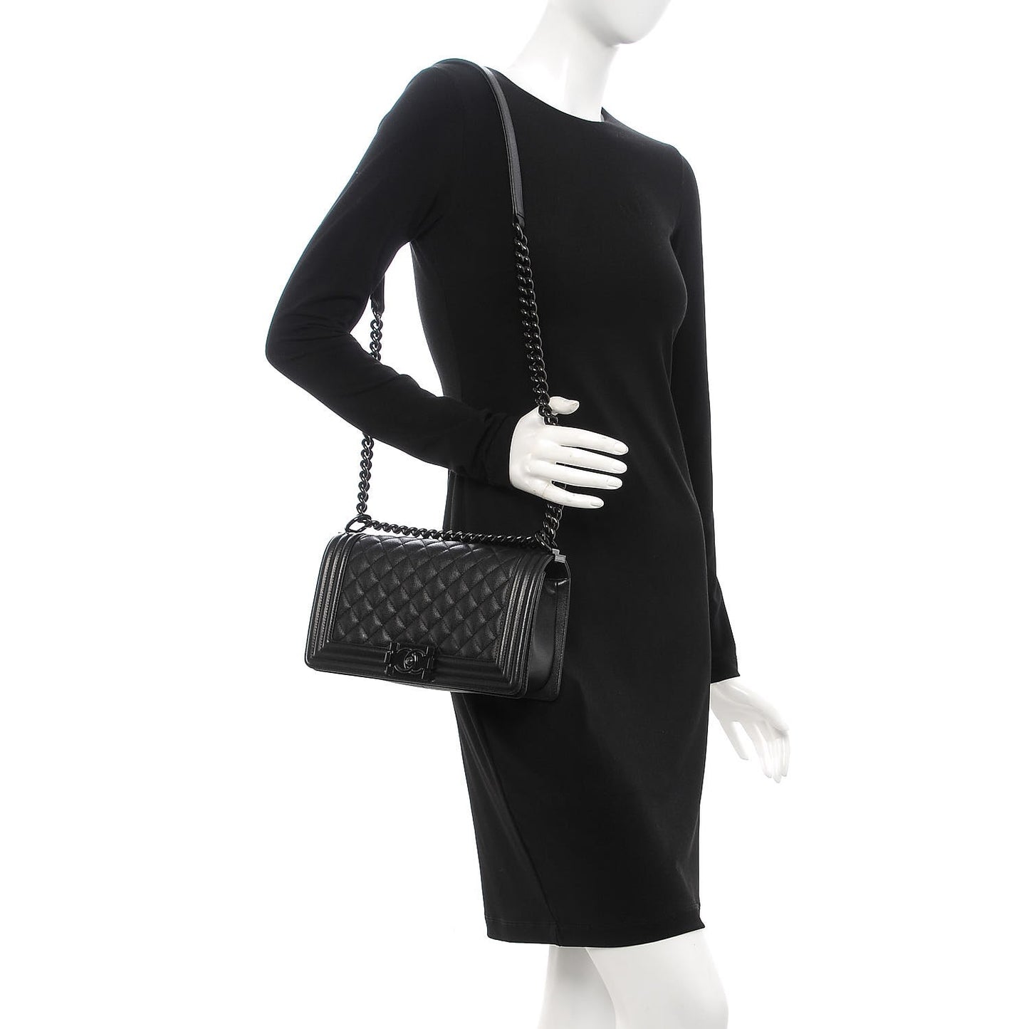 Caviar Quilted Medium Boy Flap So Black