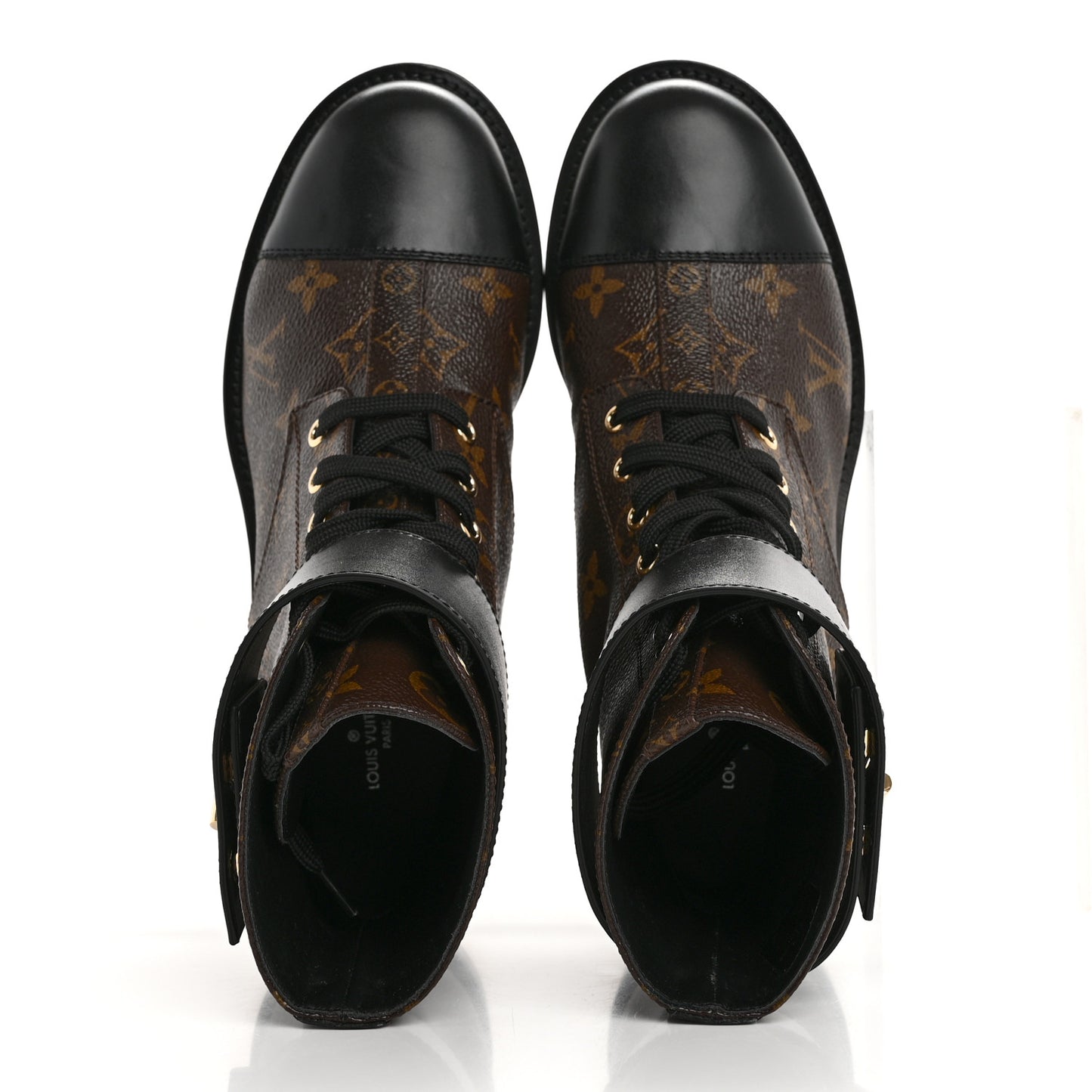 Calfskin Monogram Wonderland Flat Ranger Boots 37.5 Black