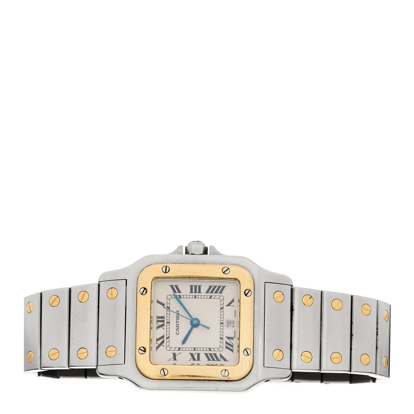 Stainless Steel 18K Yellow Gold 29mm Santos De Cartier Galbee Quartz Watch