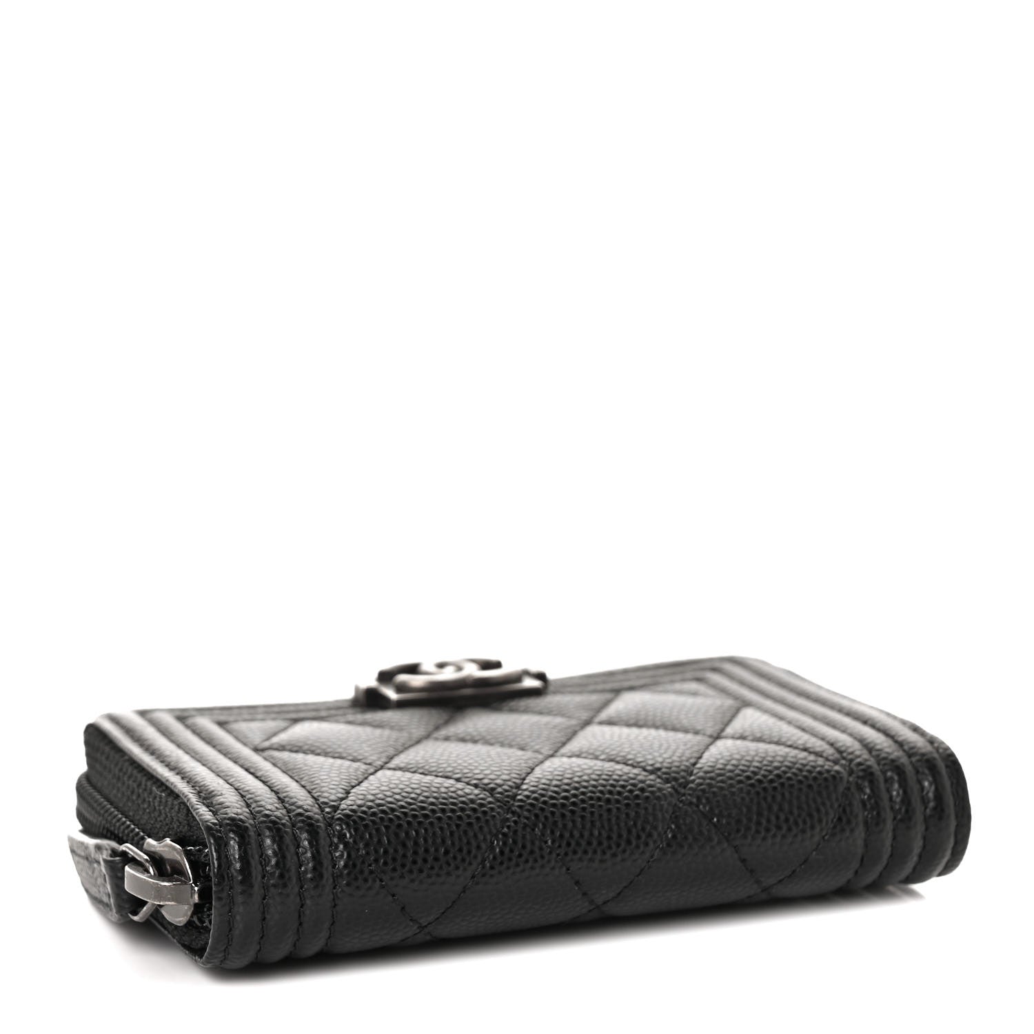 Chanel Caviar Quilted Boy Zip Around Coin Purse Wallet Black 7 of 20