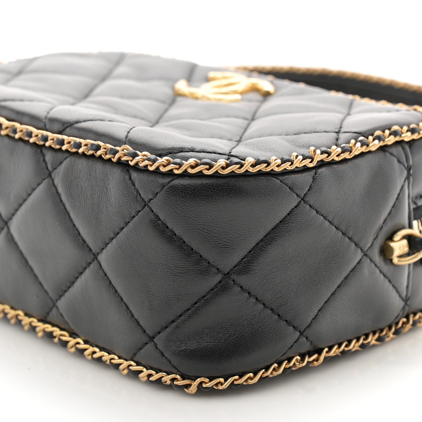 Lambskin Quilted Chain CC Mini Camera Case Black