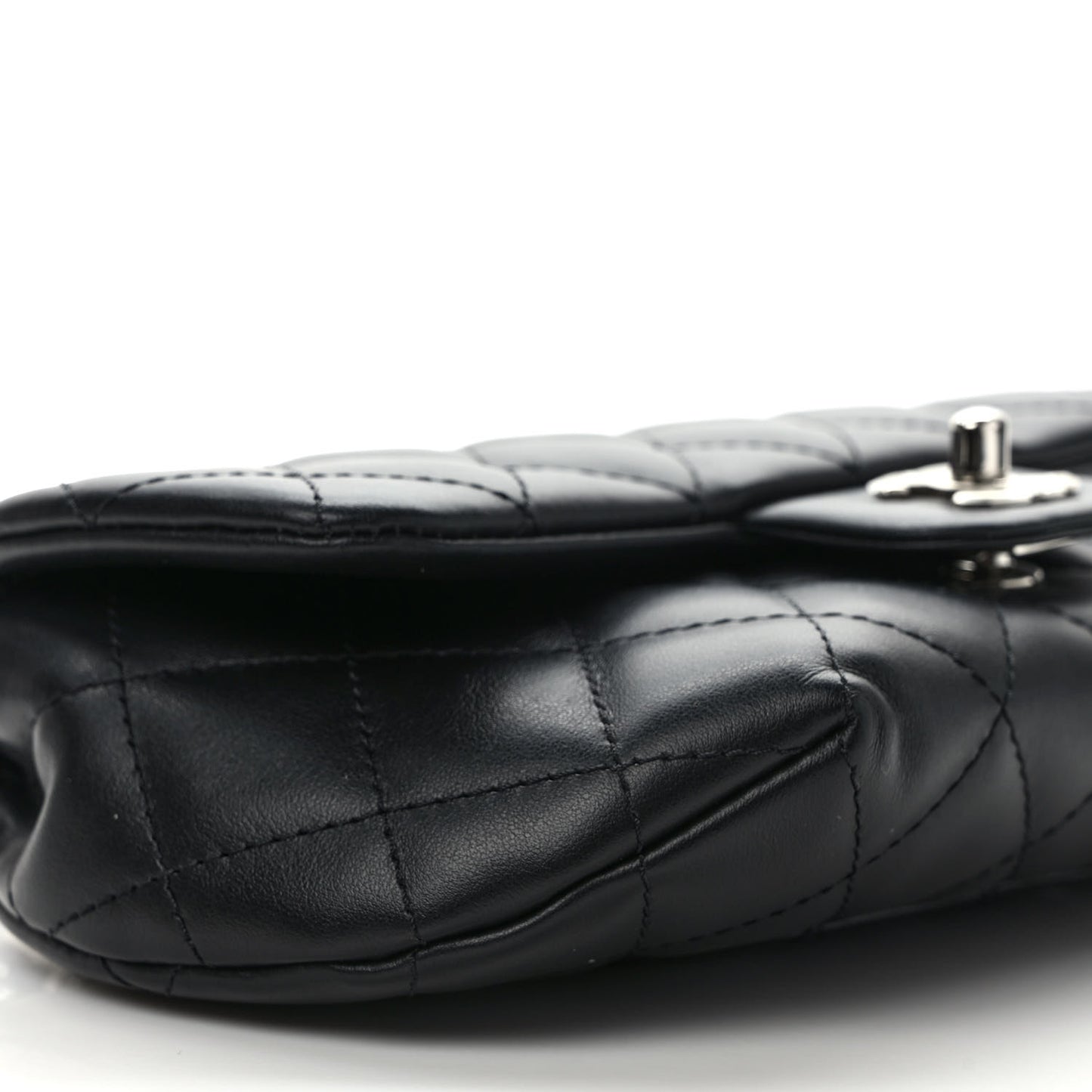 Calfskin Quilted CC Uniform Flap Belt Bag Black
