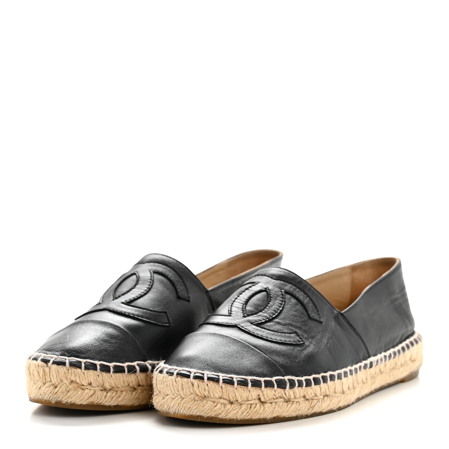 Chanel Lambskin CC Espadrilles 37 Black 4 of 9