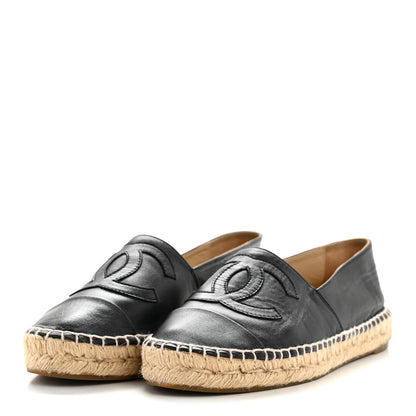 Chanel Lambskin CC Espadrilles 37 Black 4 of 9