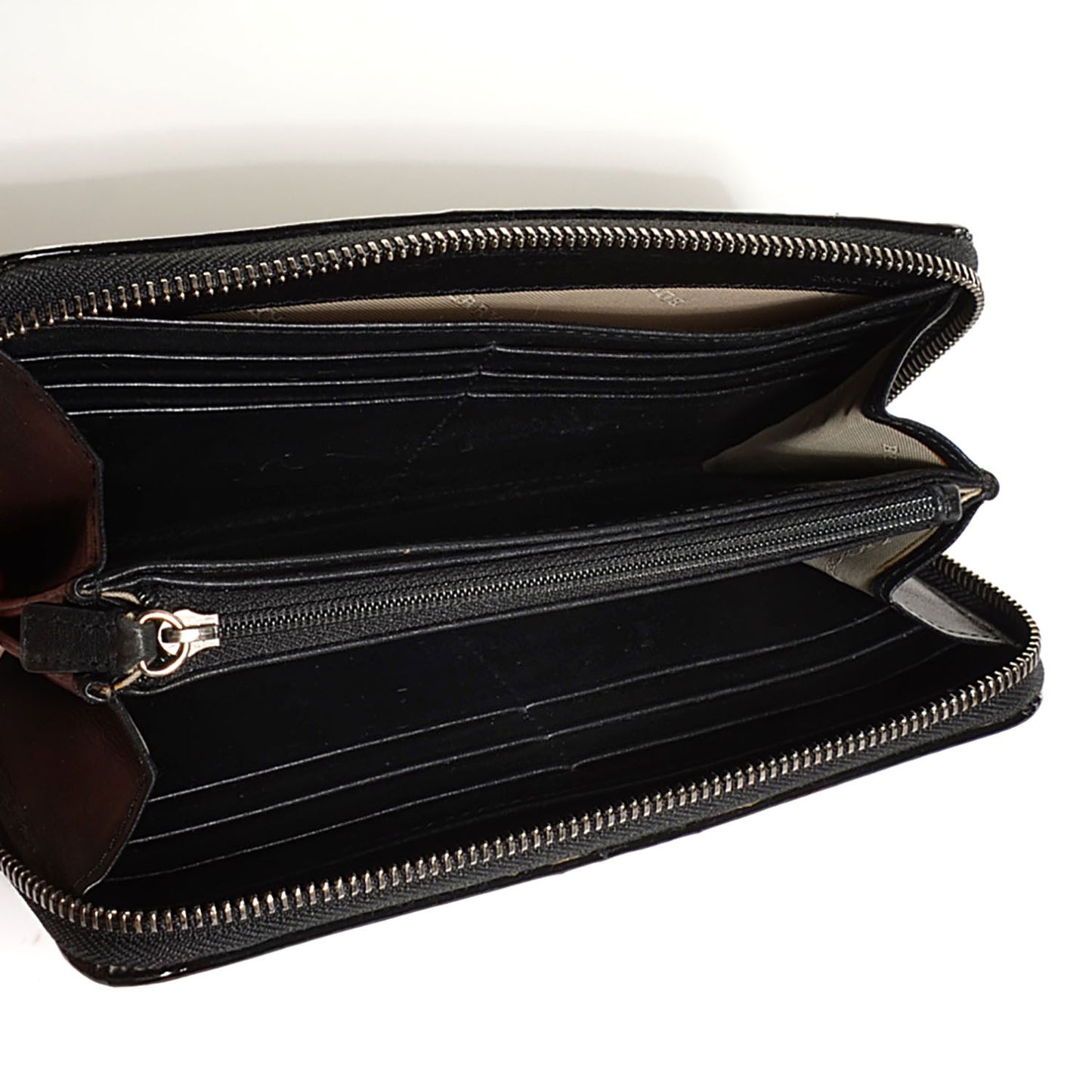 Supernova Check Patent Large Ziggy Zip Around Wallet Black