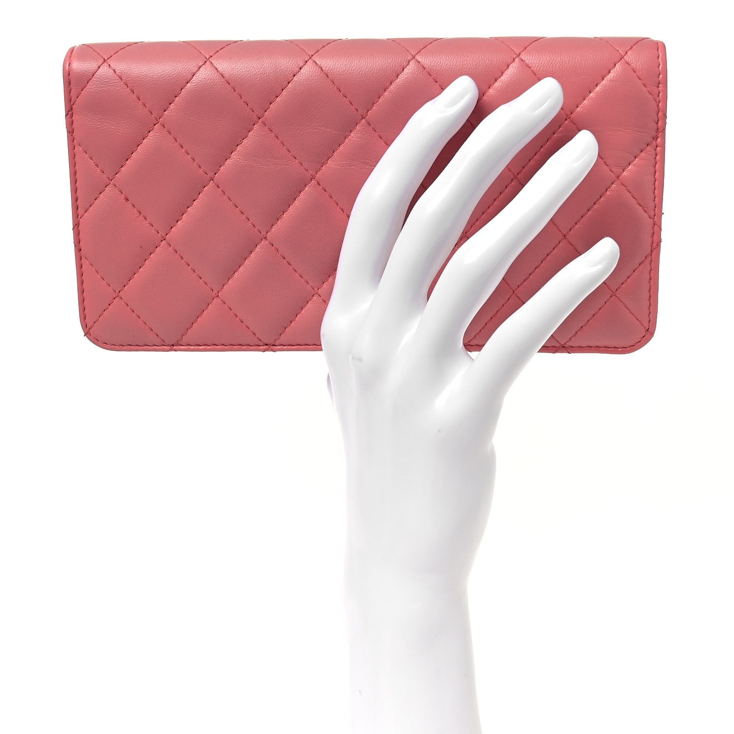 Chanel Lambskin Quilted Yen Wallet Pink 2 of 14