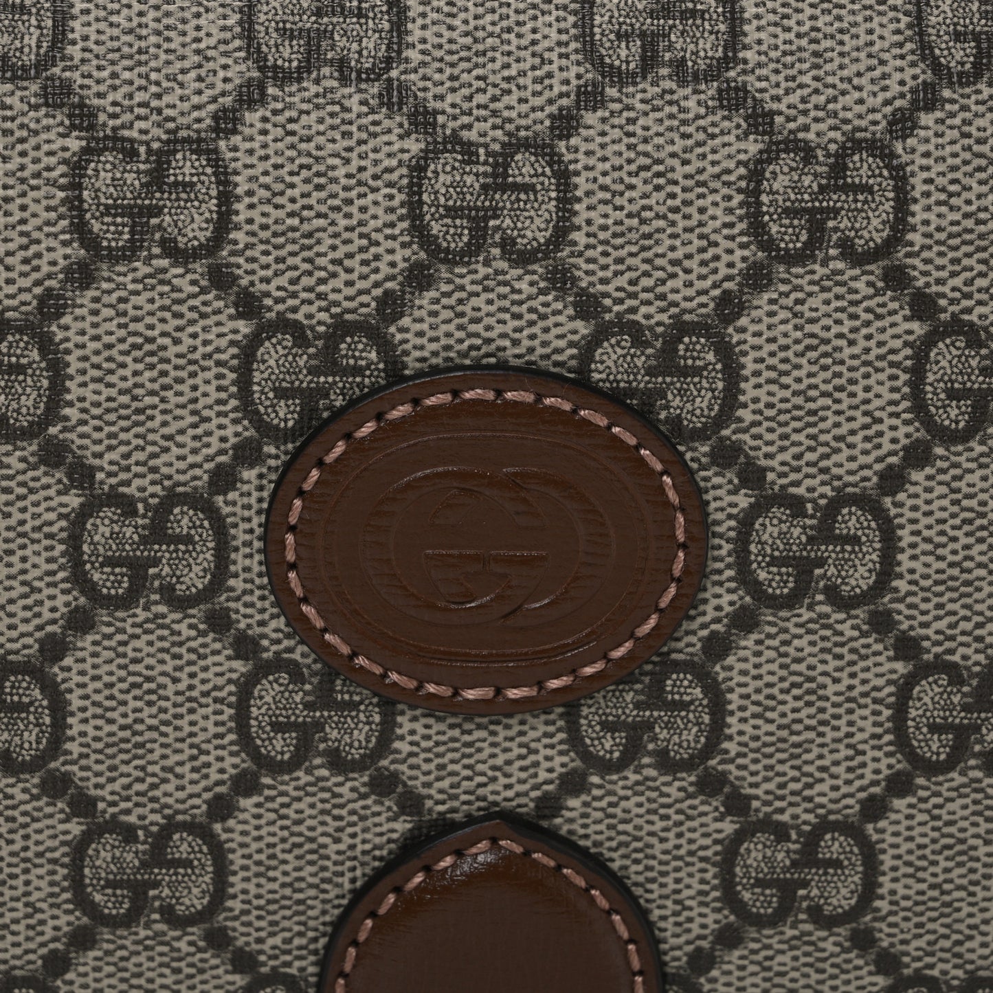 GG Supreme Monogram Azalea Calfskin Mini Retro Interlocking G Flap Shoulder Bag Beige Ebony Brown Sugar