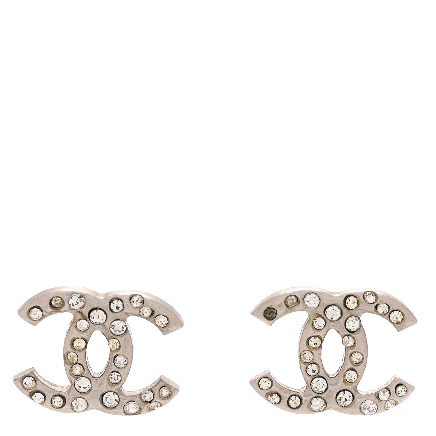 Chanel Crystal CC Earrings Silver 1 of 6