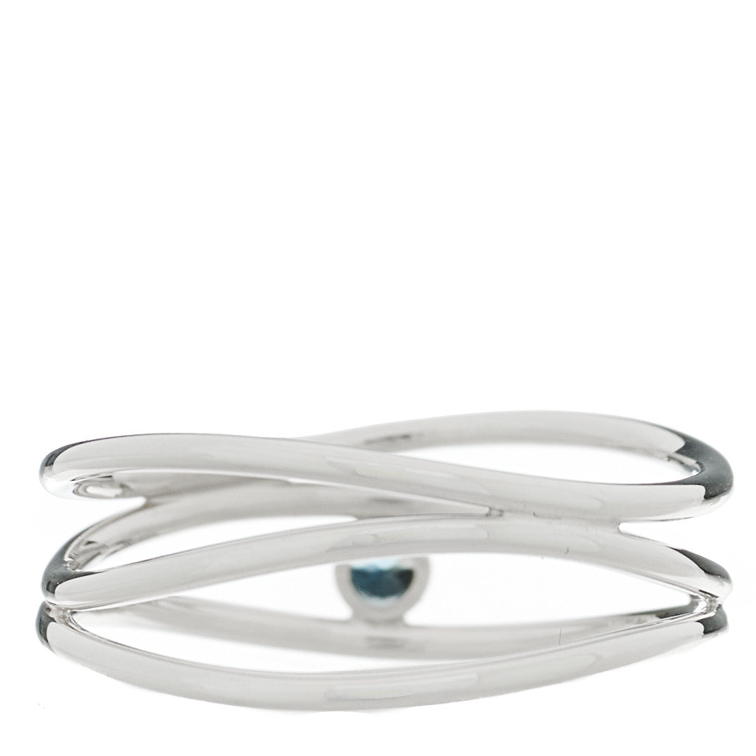 Sterling Silver Blue Topaz 3 Row Wave Ring 57 8