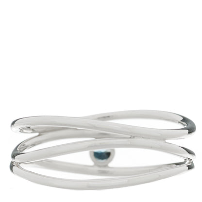 Tiffany Sterling Silver Blue Topaz 3 Row Wave Ring 57 8 3 of 5