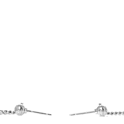 Chanel Baguette Crystal CC Drop Earrings Silver 3 of 5