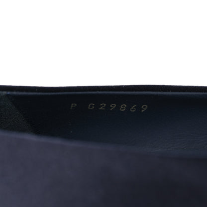 Chanel Satin Pearl Cap Toe Low Heel Pumps 38 Navy Blue Black 7 of 10