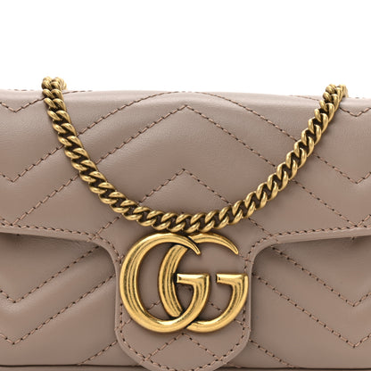 Gucci Calfskin Matelasse Super Mini GG Marmont Shoulder Bag Porcelain Rose 8 of 10