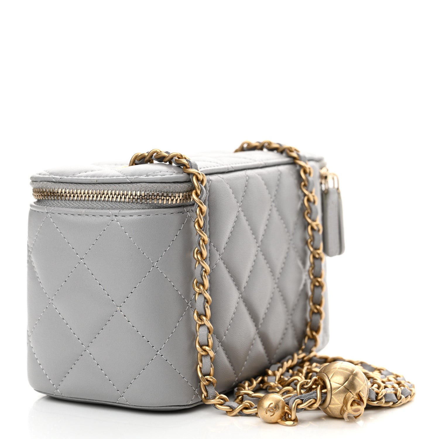 Chanel Lambskin Quilted Small Pearl Crush Vanity Case With Chain Grey 3 of 11