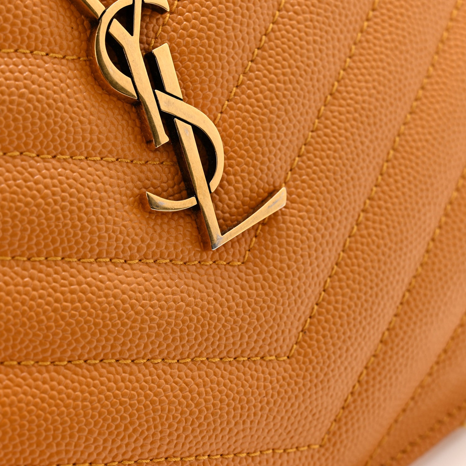 Saint Laurent Grain De Poudre Chevron Monogram Large Bill Pouch Senape Yellow 12 of 14