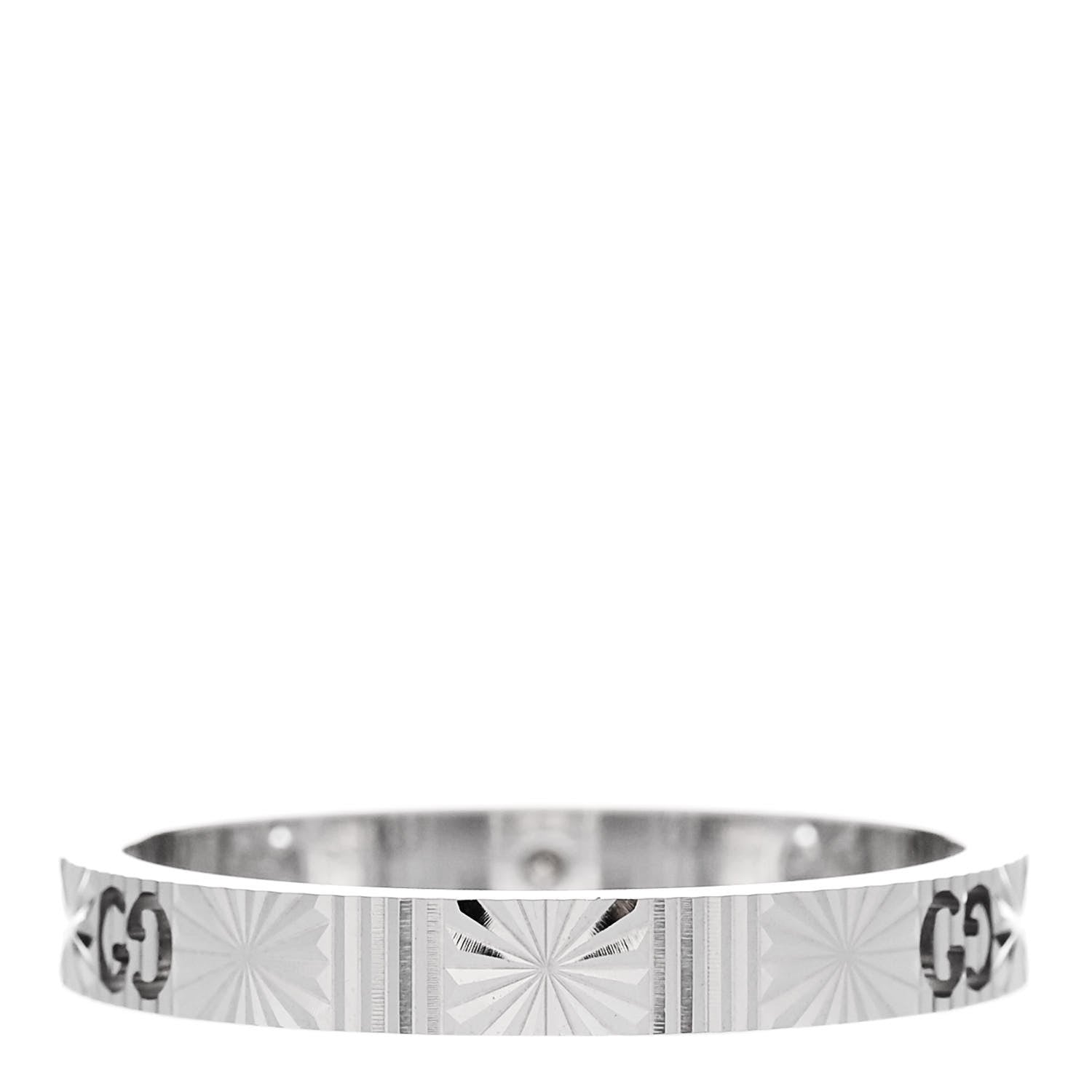 Gucci 18K White Gold Diamond Icon Heart Band Ring 60 9 3 of 7