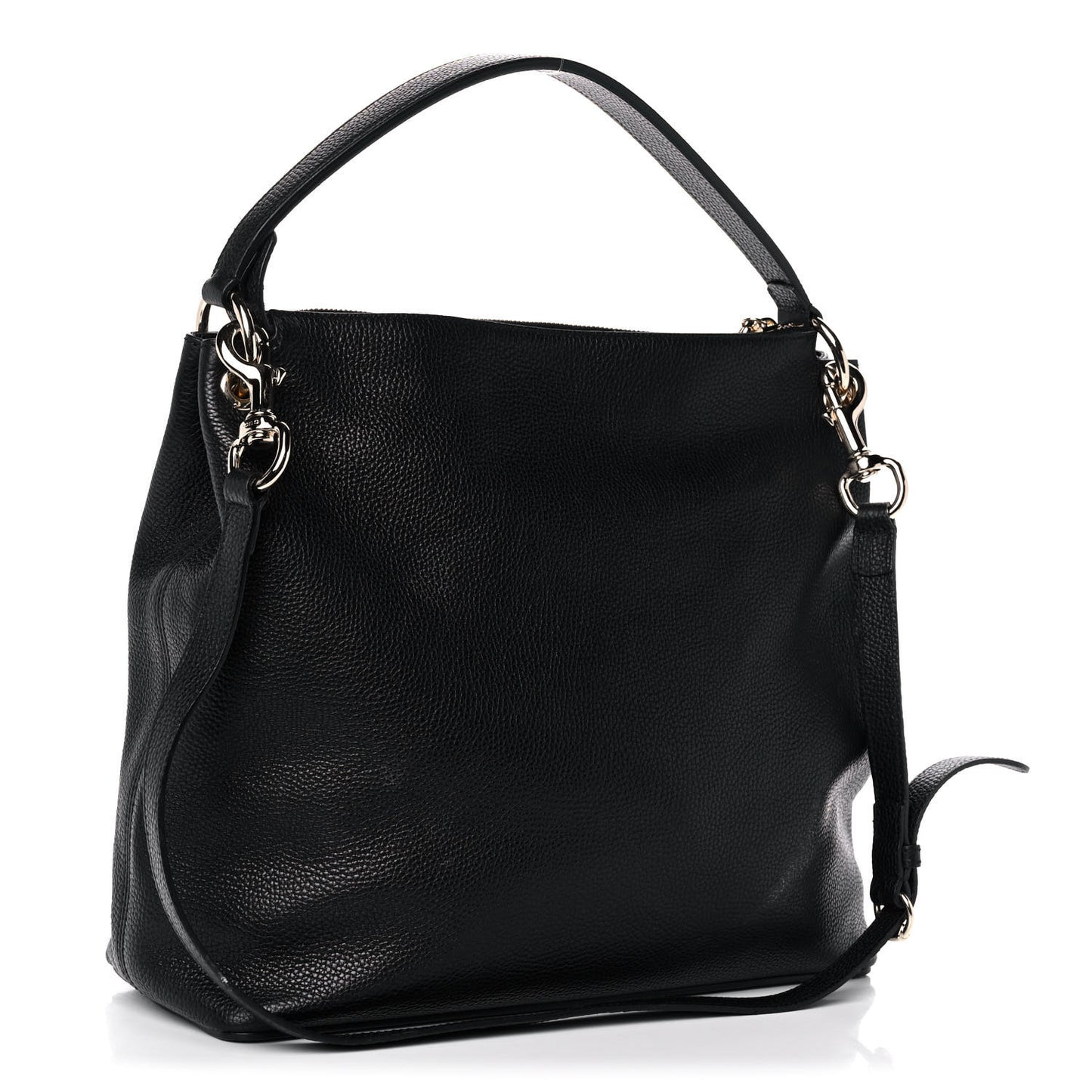 Pebbled Calfskin Large Soho Hobo Black