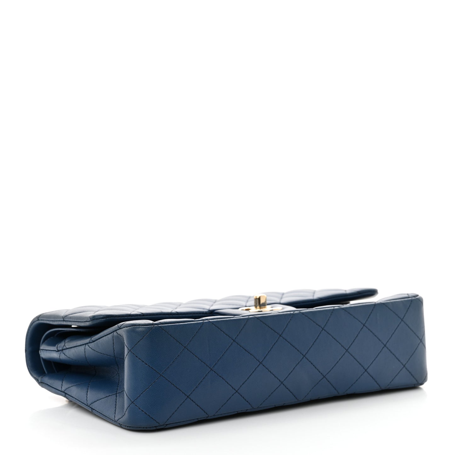Lambskin Quilted Medium Double Flap Blue