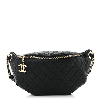Chanel Calfskin Quilted Banane Waist Bag Fanny Pack Black 1 of 10