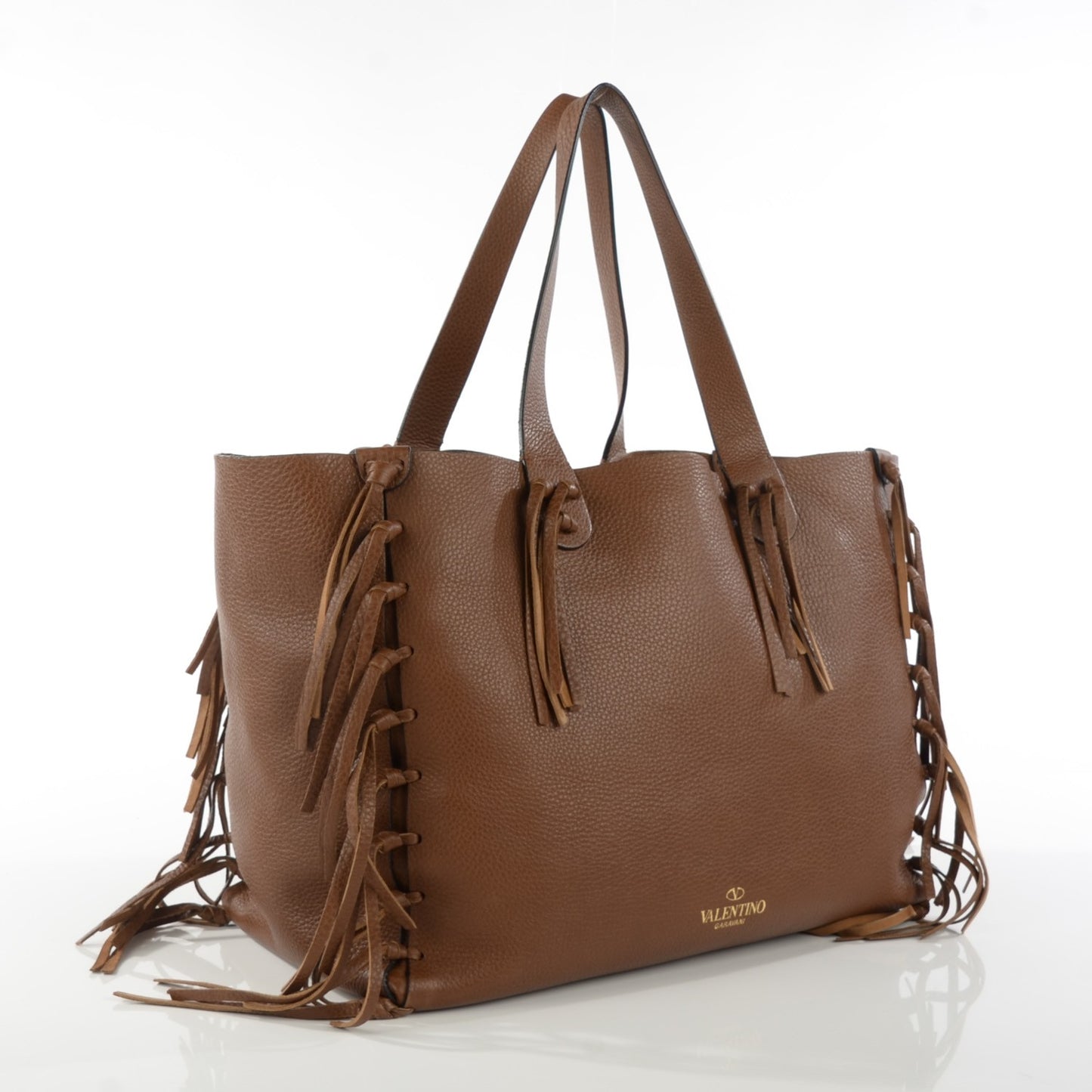 Grained Calfskin C-Rockee Fringe Tote Tan
