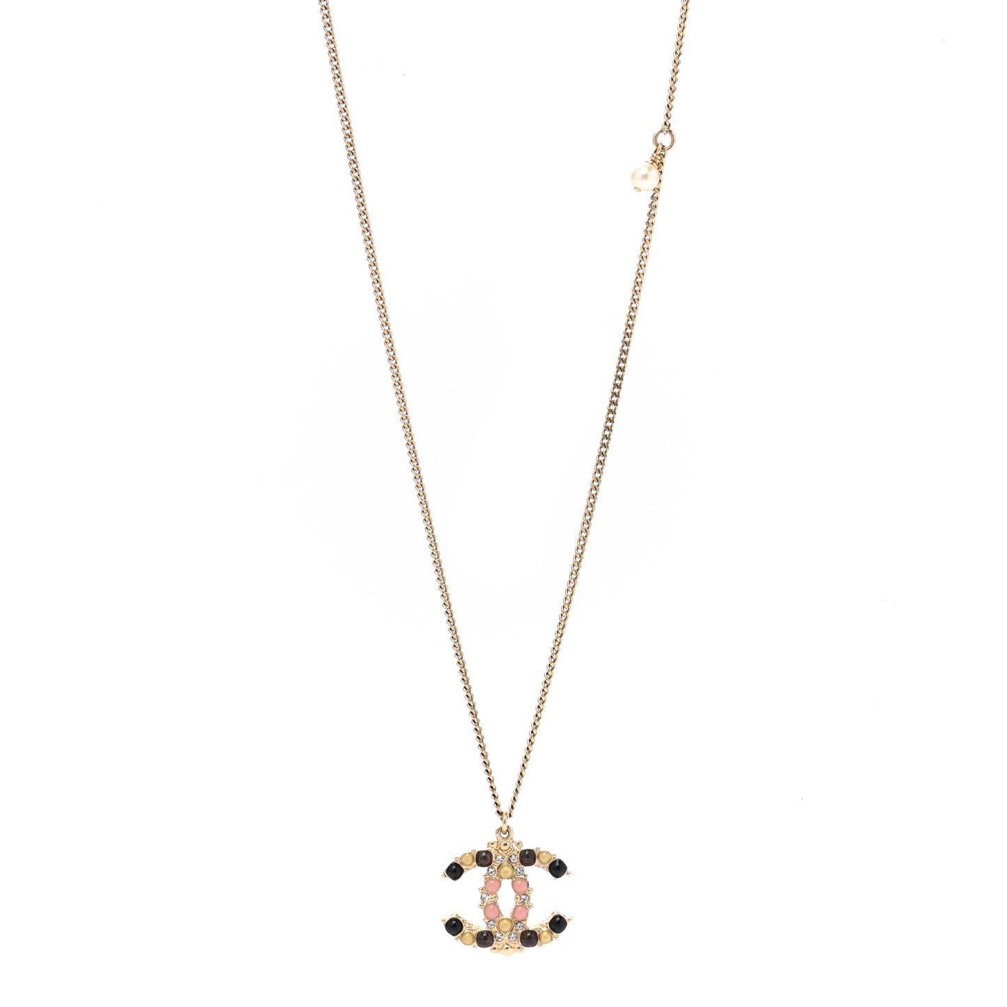 Crystal Gripoix CC Necklace Gold Multicolor
