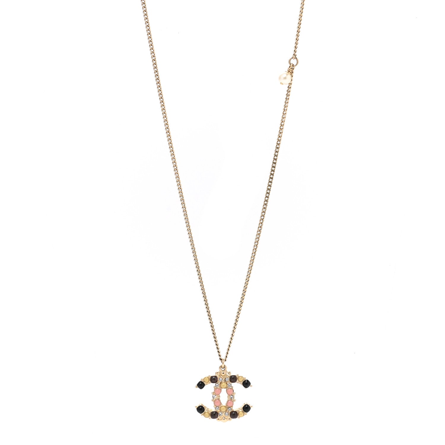 Chanel Crystal Gripoix CC Necklace Gold Multicolor 1 of 7