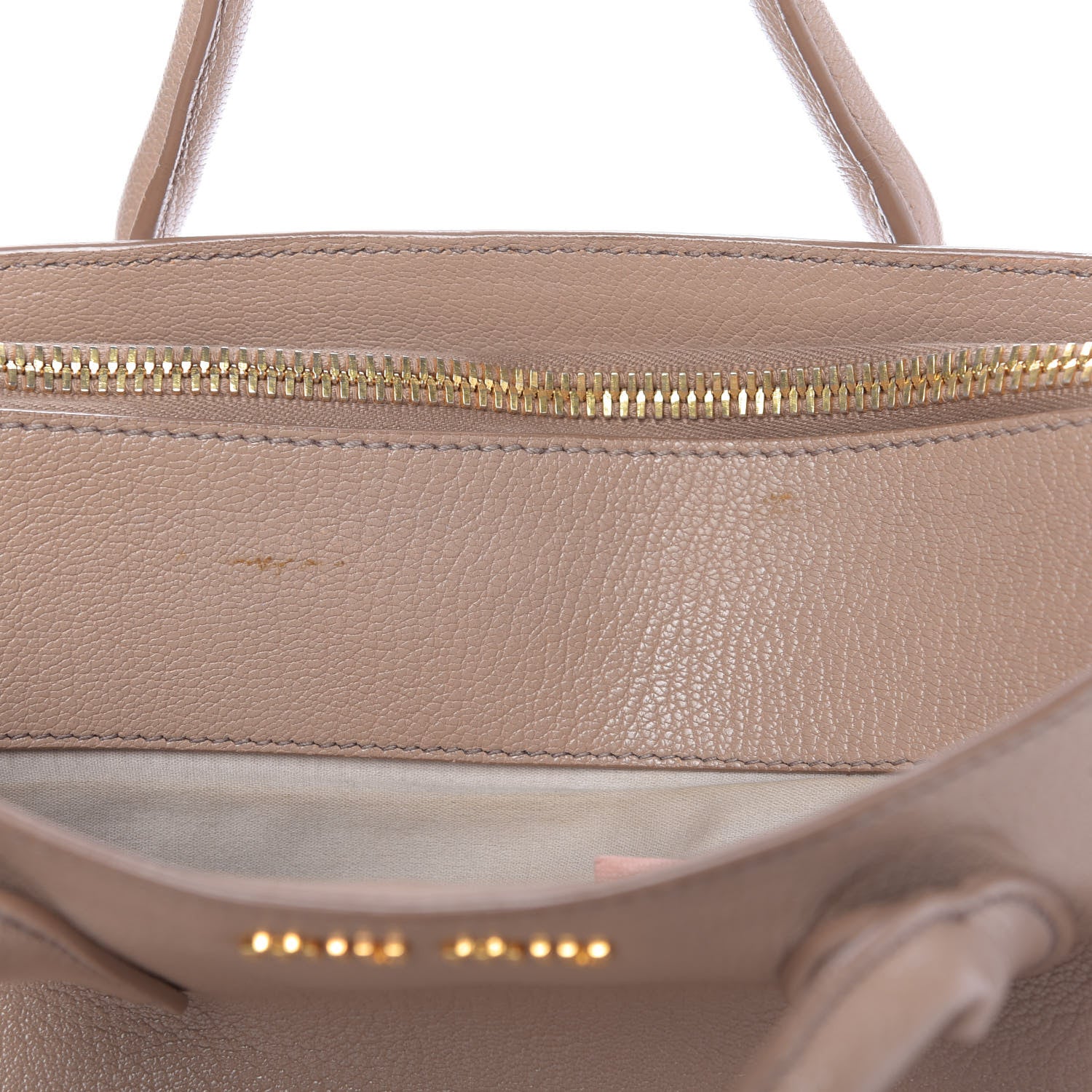 Miu Miu Goatskin Madras Top Handle Tote Cammeo 12 of 13
