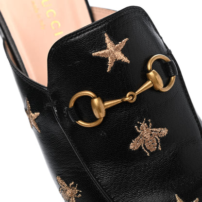 Gucci Goatskin Bee Star Embroidered Womens Princetown Slippers 37.5 Black 12 of 12
